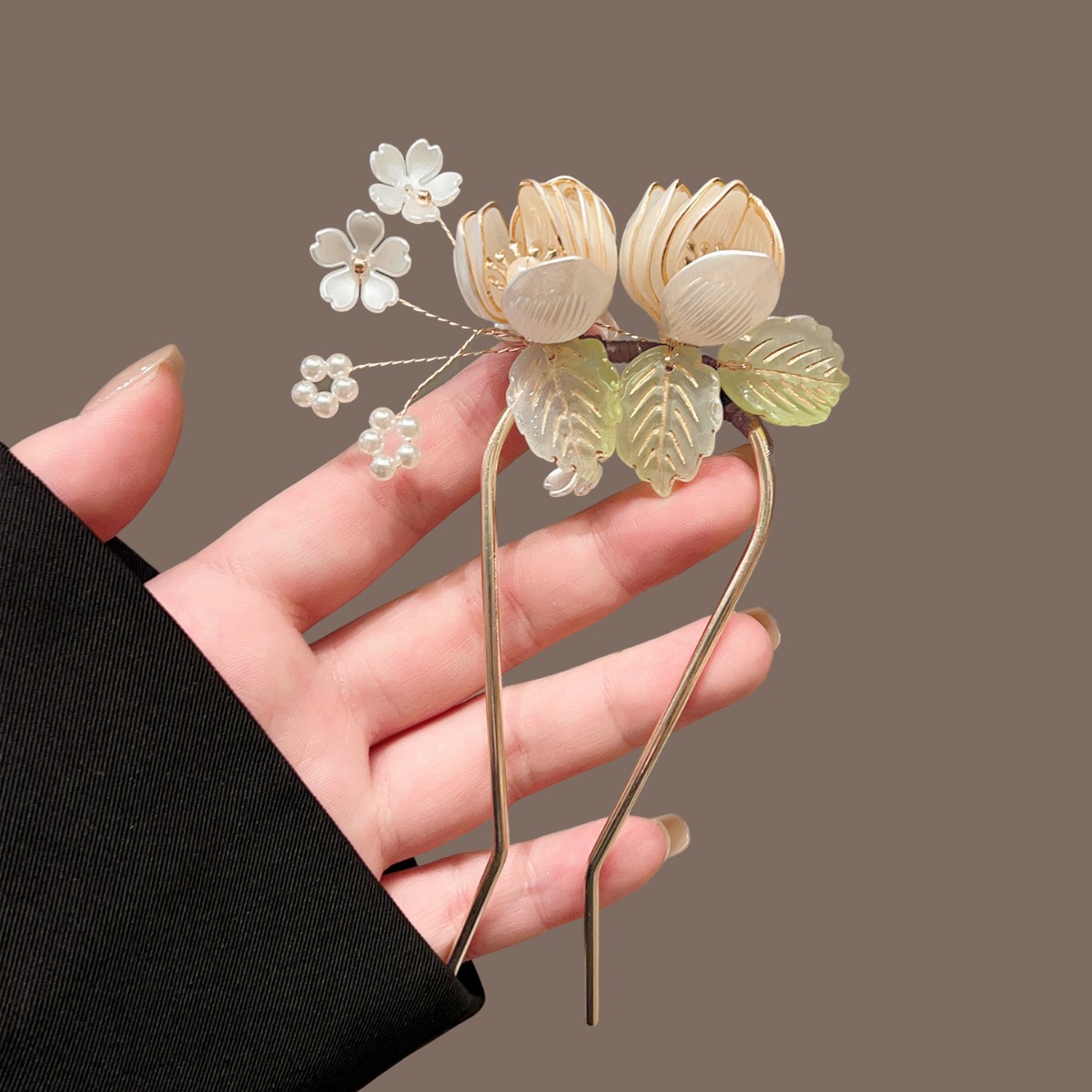Florist Supplies - Magnolia U-shaped Hairpin, Wrapped Flower New
