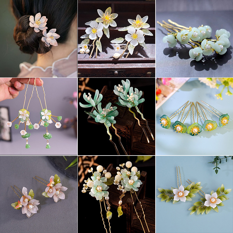 1Pair Vintage Hairpin Glazed F - Florist Supplies 评论和价格