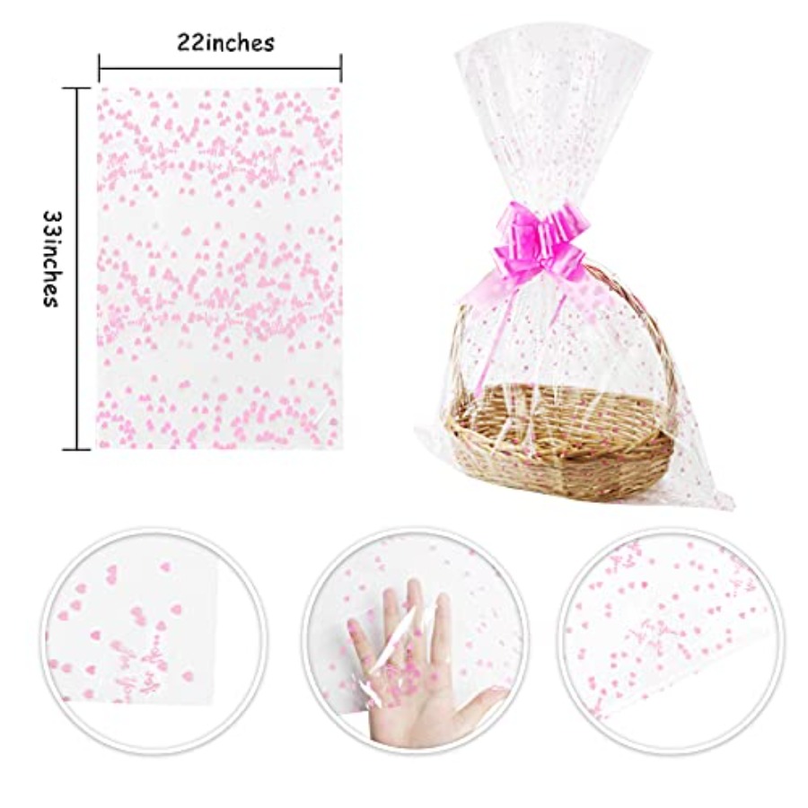 Large Cellophane Bags, Heart C - Cellophane Wrap Clear 评论和价格