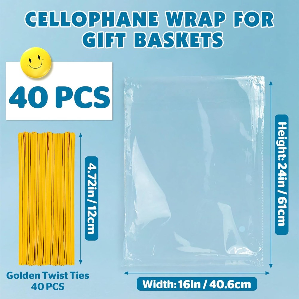 40 Pcs Cellophane Bags 16x24 I - Cellophane Wrap Clear 评论和价格