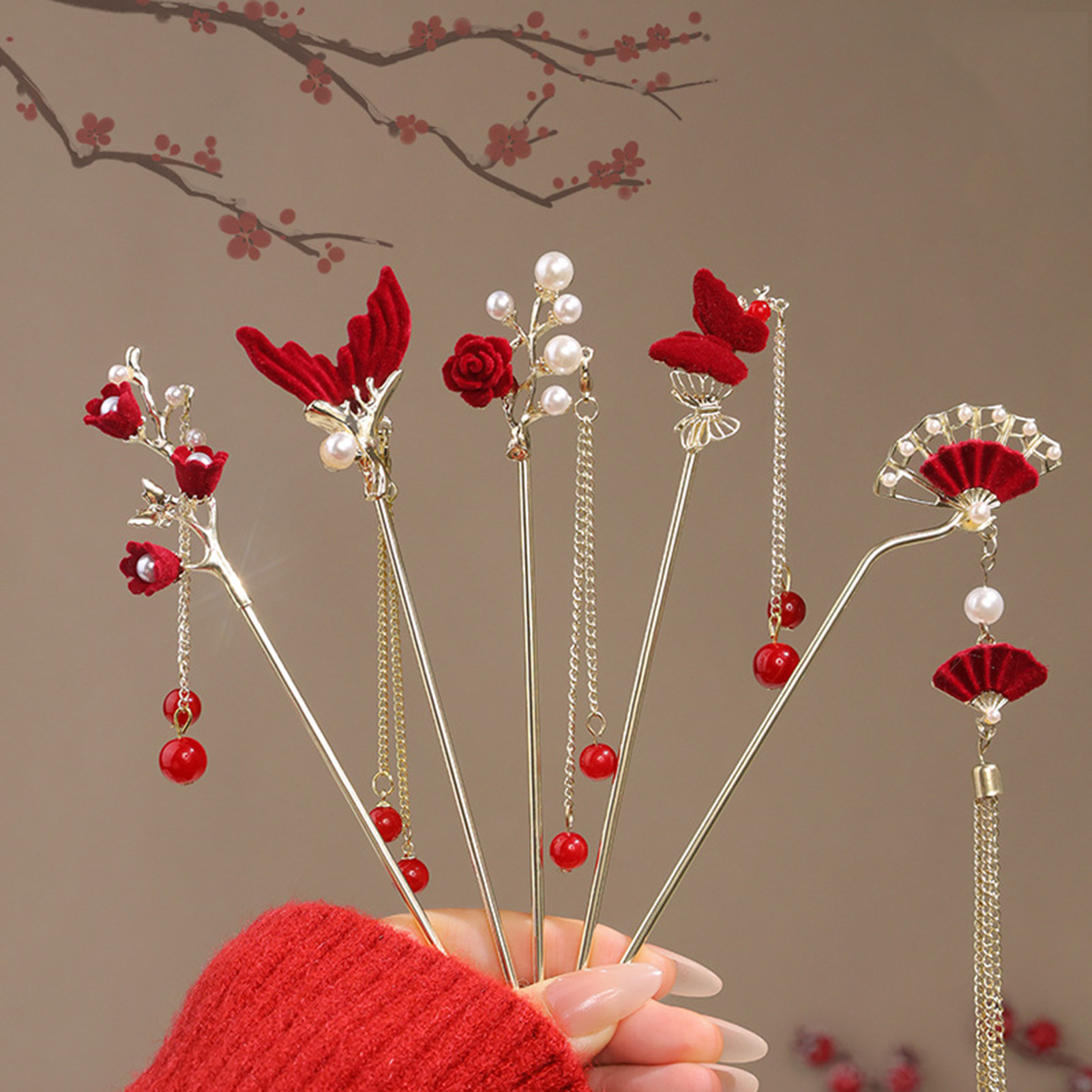 Chinese Style Rose Flower Hair - Florist Supplies 评论和价格