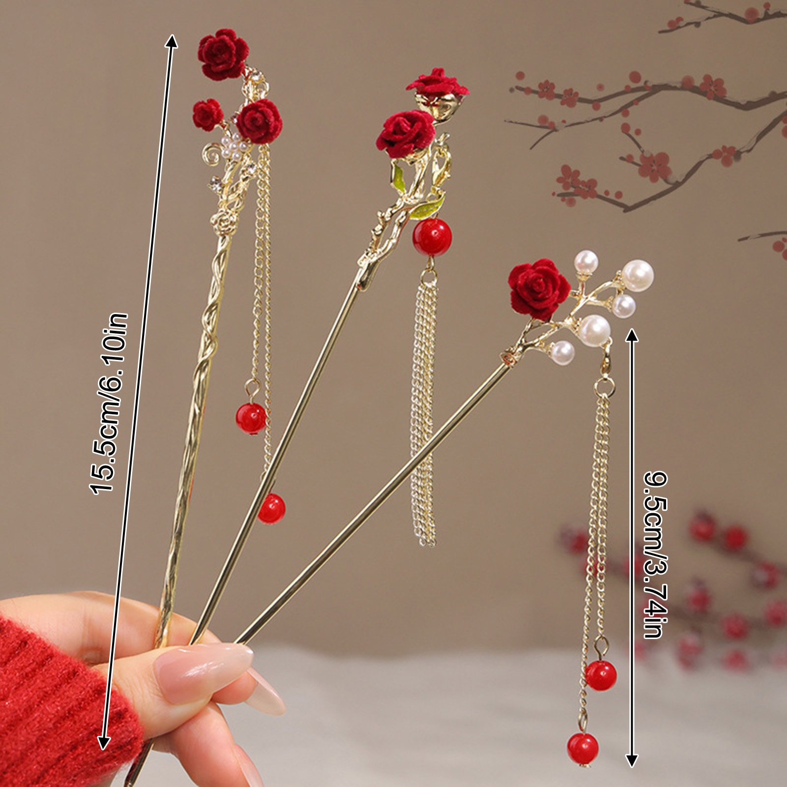 Chinese Style Rose Flower Hair - Florist Supplies 评论和价格