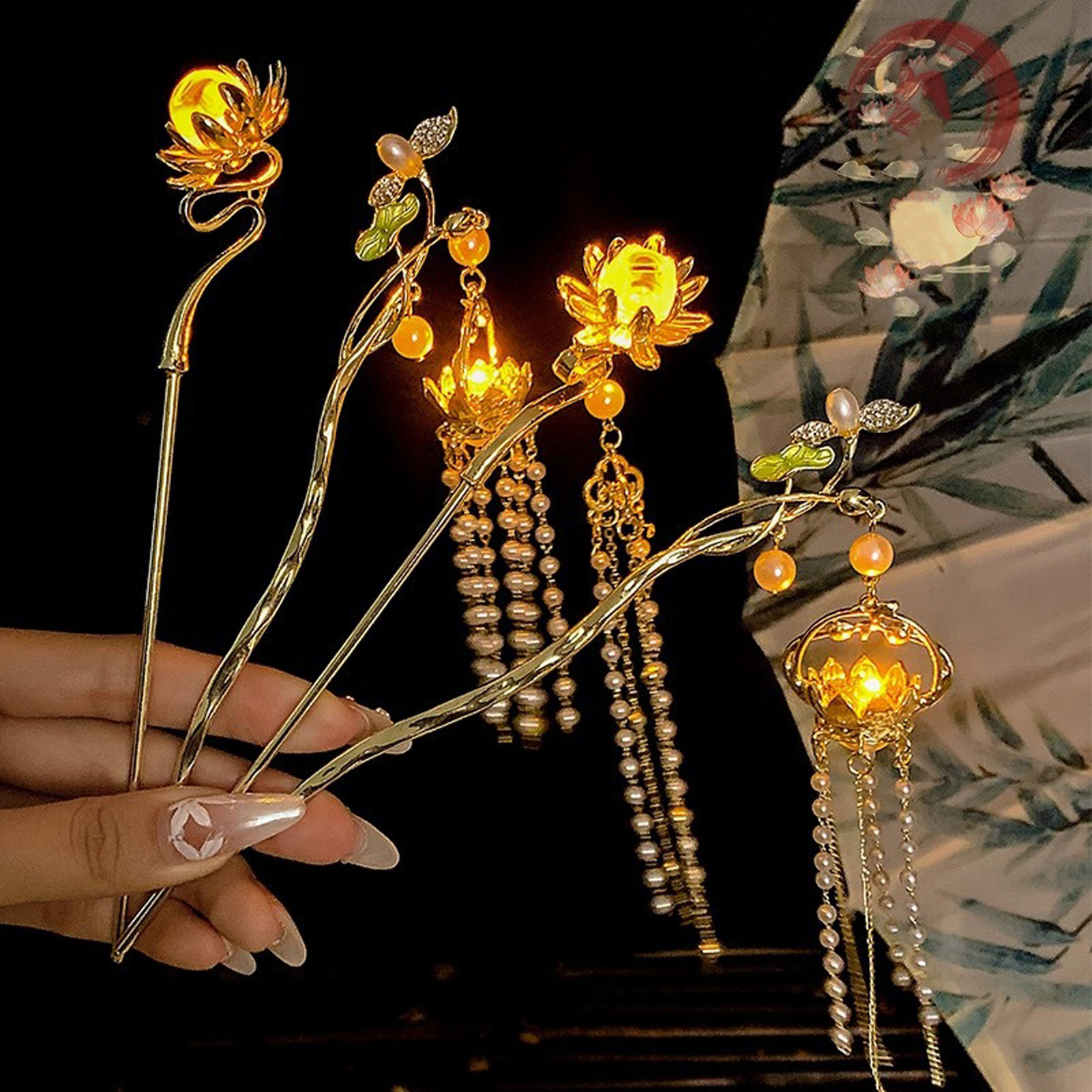 Luminous Flower Hairpin For Wo - Florist Supplies 评论和价格