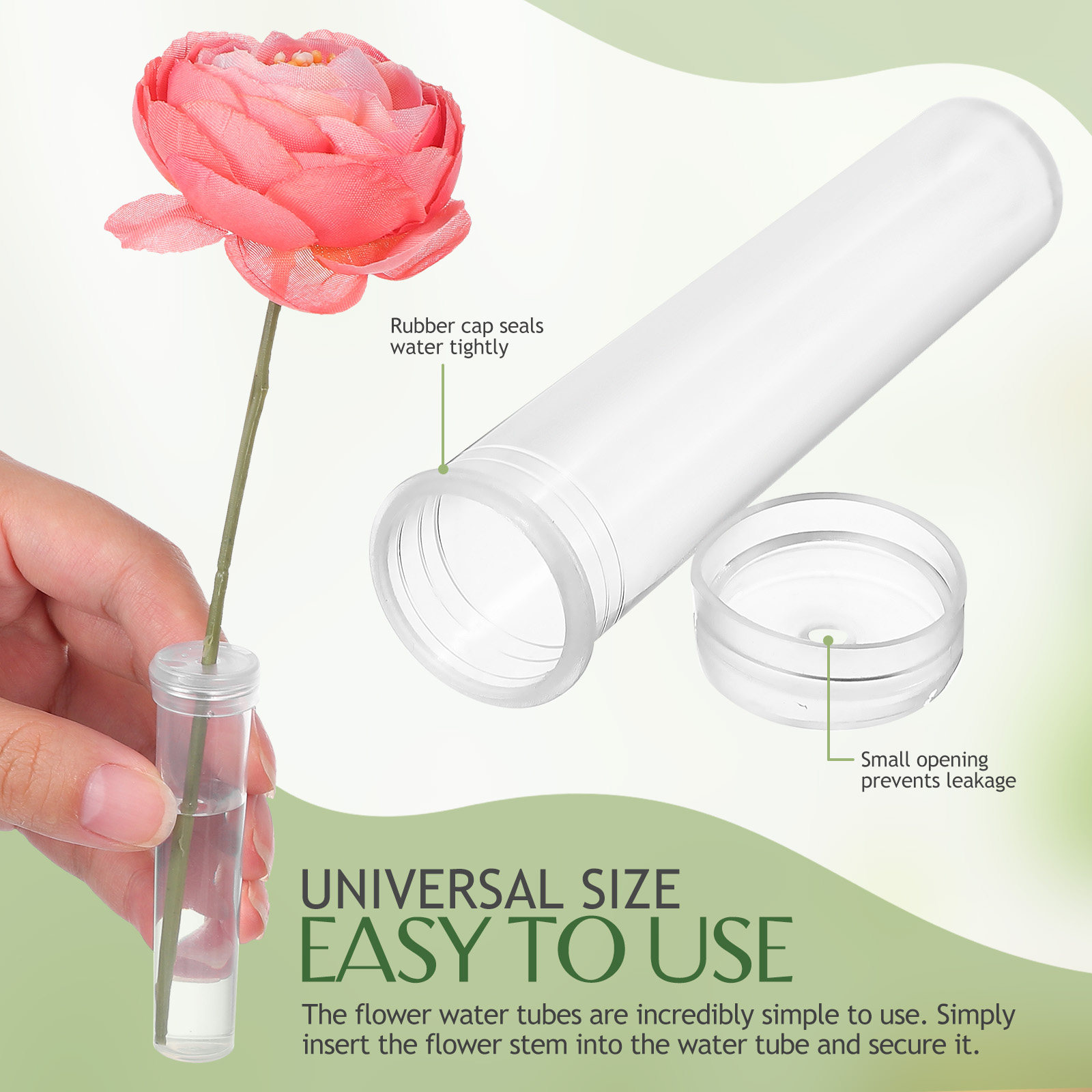 100Pcs Flower Water Tubes Leak - Stem Extender Tube 评论和价格