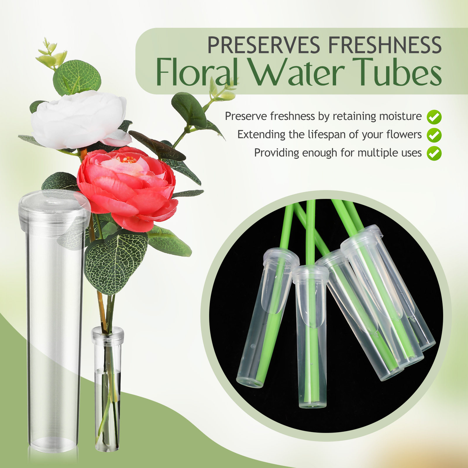 100Pcs Flower Water Tubes Leak - Stem Extender Tube 评论和价格