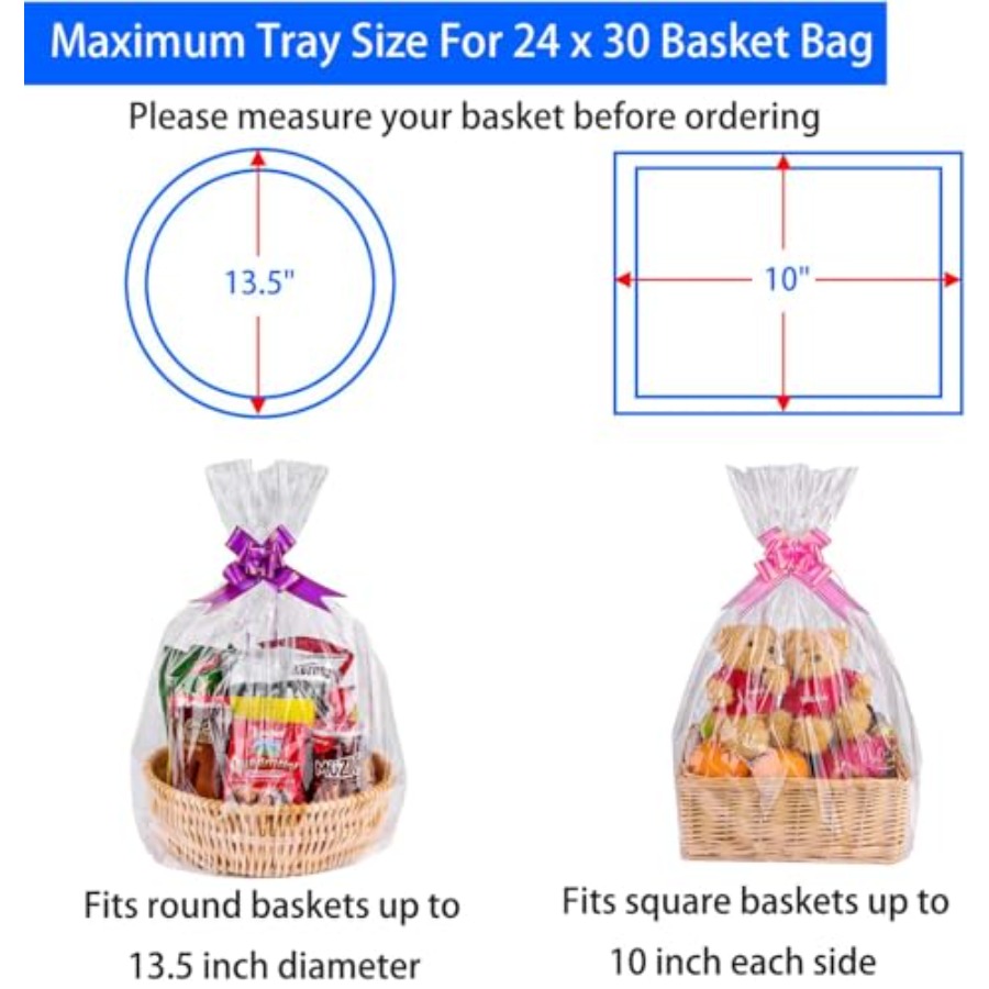 Clear Basket Bags 20Pack Large - Cellophane Wrap Clear 评论和价格
