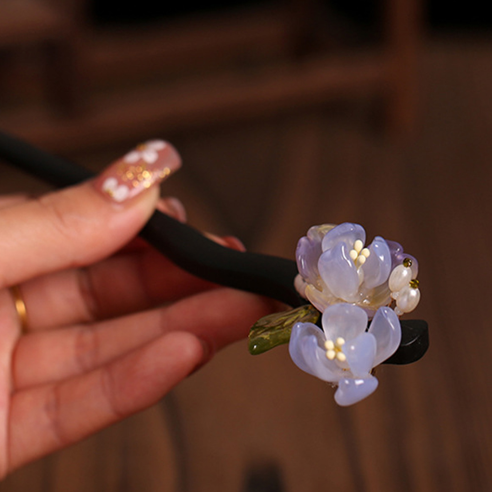 Vintage Wooden Flower Hairpin  - Florist Supplies 评论和价格